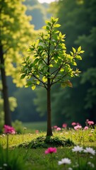 Fototapeta premium A family tree featuring a beautiful symbolic magic tree as its centerpiece representing the beginnings of life