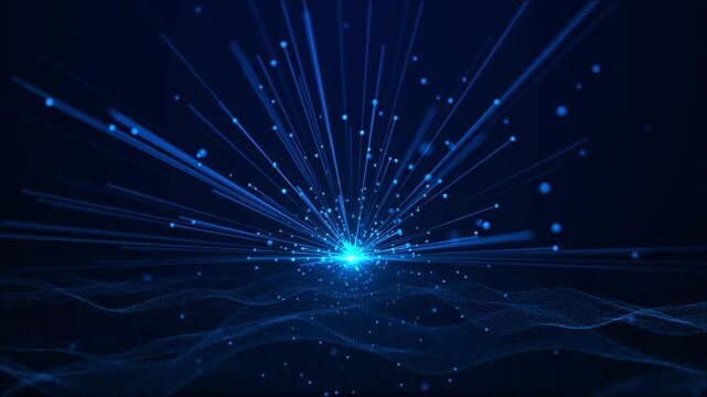 Digital data engineer 4K 3D wireframe cyberspace stream perspective grid big data flow. Blockchain Metaverse technology wave landscape. Artificial intelligence data mining learning Innovation AI Brain - Powered by Adobe