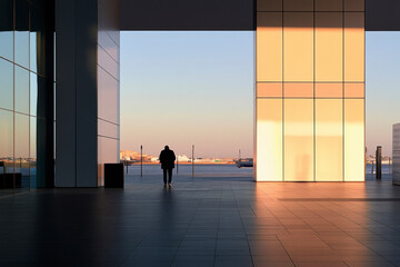 A minimalist, singular focus against a minimalist canvas, defined by striking shadow interplay and a distant view.