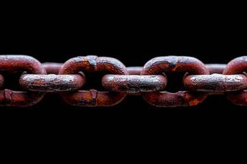 Obraz premium a urban scene featuring a rusty chain on concrete, showcasing stark contrast and emphasizing geometric composition.