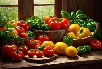 dynamic composition featuring vibrant ingredients captivating arrangement, artwork, beauty, blending, colors, contrast, creativity, cuisine, culinary