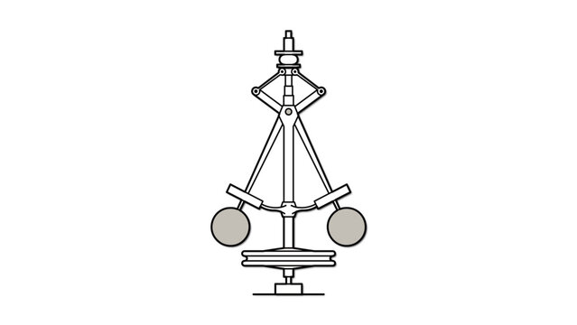 Line drawing showing a flyball (mechanical) governor control system