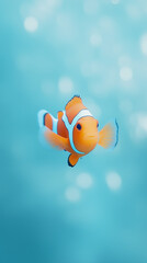 flying rainbow-colored fish, pastel gradient background blending soft blue and greens