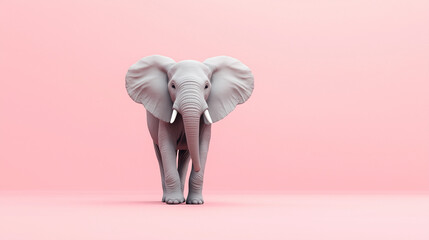 Graceful Elephant Against a Soft pink Peach Backdrop