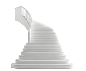 White staircase with evenly spaced steps, isolated on white.