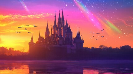 Oversized Fantasy Castles in Vibrant and Whimsical Art Style