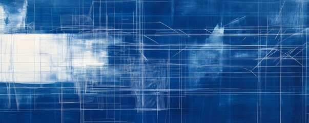 Obraz premium Abstract blueprint design with blue and white lines