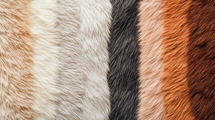 Assorted fur materials featuring unique textures and realistic designs, arranged to inspire textile crafting and creative applications.