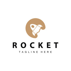 Rocket logo simple design silhouette brand space vehicle minimalist illustration template