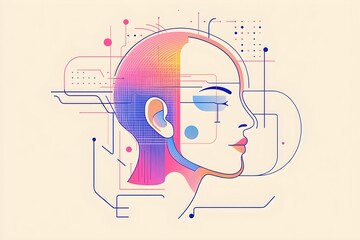 sztuczna inteligencja, AI, kreatywność cyfrowa, geometria, gradienty, piksele, innowacje, futurystyczne wzornictwo, cyfrowe połączenie, algorytmy, wizualizacja danych, generatywna sztuka, technologia 