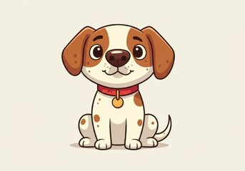 A cute cartoon dog with a large nose and expressive eyes, sitting happily.