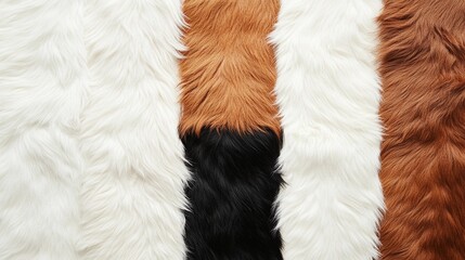 A collection of fur swatches showcasing intricate hide patterns, luxurious textures, and the variety of designs for creative projects.