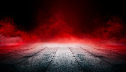 concrete floor and red smoke background