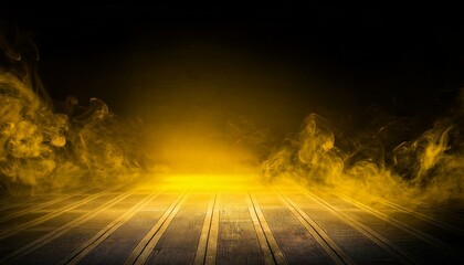 concrete floor and yellow smoke background