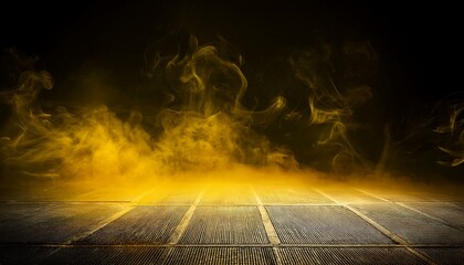 concrete floor and yellow smoke background