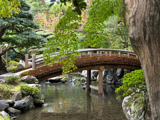 Japanese zen garden bridge