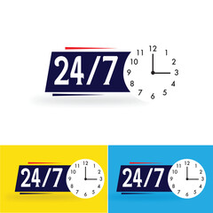 24/7 Service vector Templates with Customizable Clock Designs