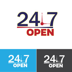 24/7 Service vector Templates with Customizable Clock Designs