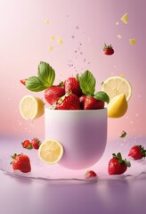 vibrant floating ingredients set soft ethereal background creating beautiful culinary display, design, color, aesthetic, visual, arrangement, composition