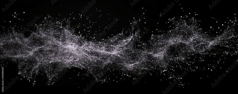 Poster digital nodes and lines forming a mesh, interconnected world, big data concept