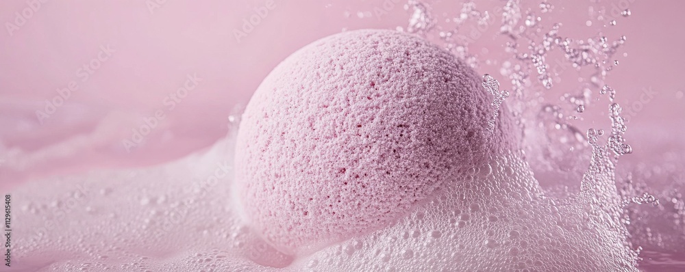 Aufkleber abstract closeup of bath bomb fizzing, creating intricate patterns of bubbles and foam, bath bomb in