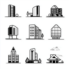 Obraz premium simple building icons