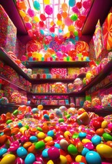 Fototapeta premium vibrant candy assortment showcasing colorful array sweet treats eye catching packaging, collection, delightful, dessert, display, festive, flavor, fun