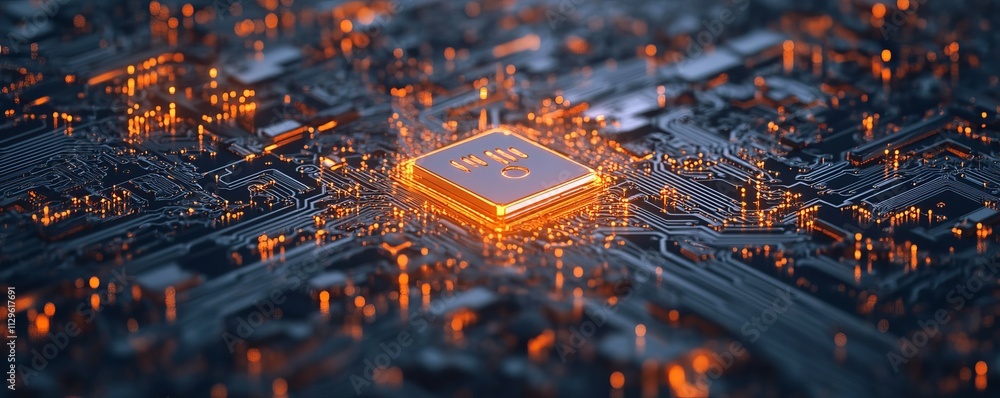 Aufkleber circuit board pattern forming a glowing digital padlock, symbolizing the integration of security in 