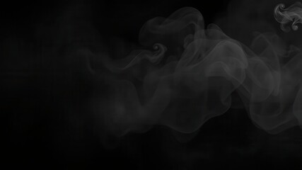 Obraz premium Abstract swirling smoke in shades of grey against a dark black background, design, abstract