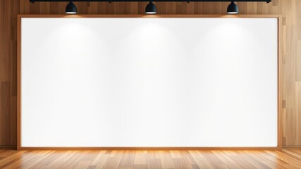A mockup of a blank poster and flyer hanging on a wooden wall with soft lighting, promotion, layout, text