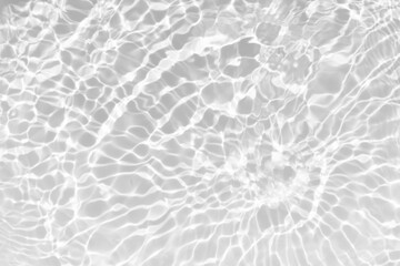White water with ripples on the surface. Defocus blurred transparent white colored clear calm water surface texture with splashes and bubbles. Water waves with shining pattern texture background.