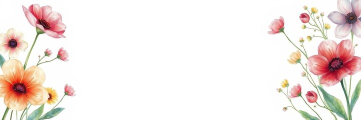 Beautiful watercolor illustration of colorful flowers in bloom, illustration, artistic, artistic