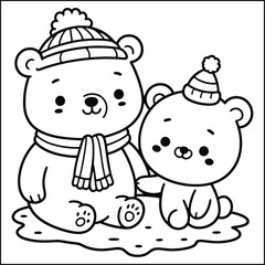 Fototapeta premium Arctic Adventures Polar Pals Coloring Fun, Chilly Friends of the North Polar Animal Coloring Pages