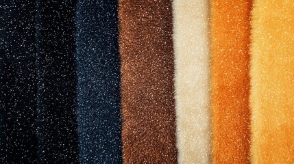 Fototapeta premium Fur swatches in various textures and designs, displayed to highlight their natural appeal and suitability for creative textile projects.