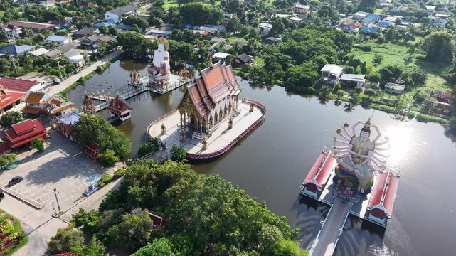 Aerial view of Wat Plai Laem in koh Samui island, Thailand