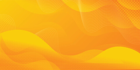 Bright orange-yellow gradient abstract fluid wave background with halftone, modern dynamic wallpaper. Suitable for templates, sales banners, business, ads, web and pages