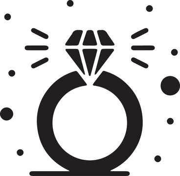 recommend clip art: Illustration of a silhouette icon featuring a shining diamond ring