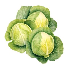 Fototapeta premium Three green cabbages forming a delicious and healthy group