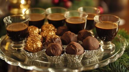 Elegant Display of Chocolate Truffles and Coffee Shots for Celebration