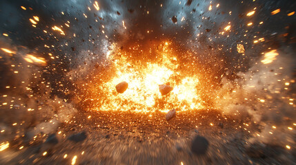 Naklejka premium Big Bang explosion with swirling energy bursts and time warp effects in the universe symbolizing chaos creation and the origin of space and time depicted in vivid detail