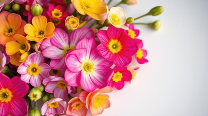 Fototapeta premium Vibrant spring flowers blooming on a textured paper background, blooming, season, botanical