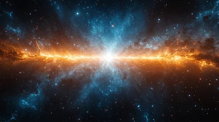 Printed kitchen splashbacks Big Bang explosion with swirling energy bursts and time warp effects in the universe symbolizing chaos creation and the origin of space and time depicted in vivid detail