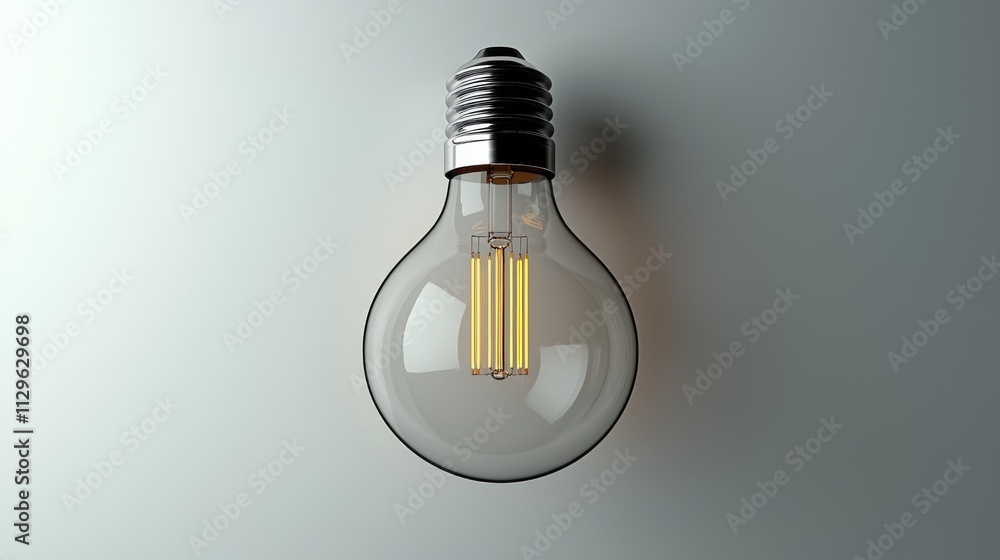 Poster single light bulb stands its elegant design featuring subtle glow. minimalist aesthetic showcases sm