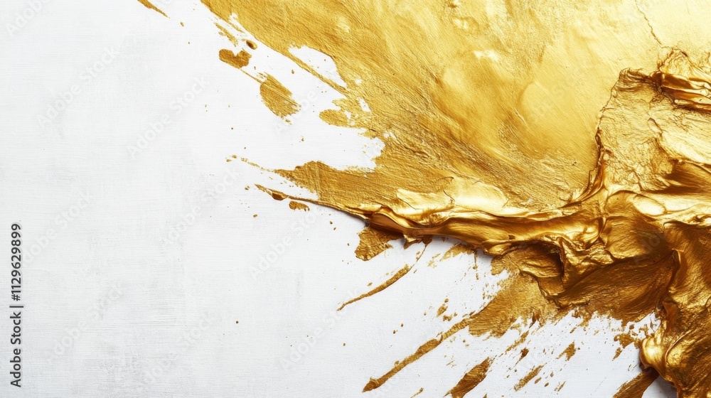 Poster dynamic golden paint splashing art studio abstract imagery minimalist environment close-up view crea