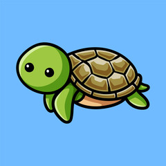 fun cartoon character of turtle isolated colored drawing line art style sketch classic vintage design illustration