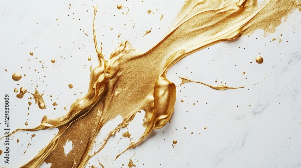 Aufkleber dynamic gold paint splash art studio setting high-resolution image creative environment close-up per