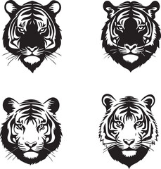 Black and White Tiger Silhouette for Elegant Artwork
