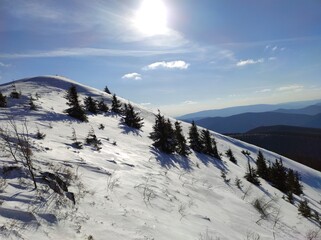 Winter landscape in the mountains