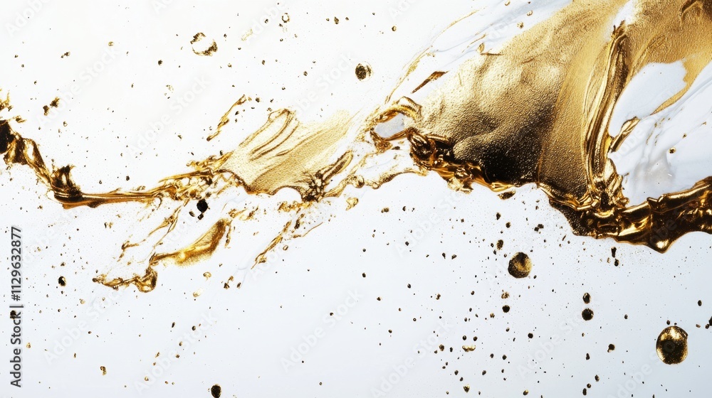 Poster dynamic gold liquid splash studio high-resolution image minimalist background close-up view artistic
