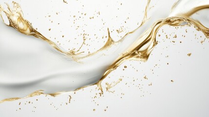 Obraz premium Dynamic gold liquid splash studio setting abstract art clean background high angle visual elegance for creative projects
